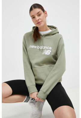 New Balance Суичър в зелено с качулка с принт - Pepit.bg