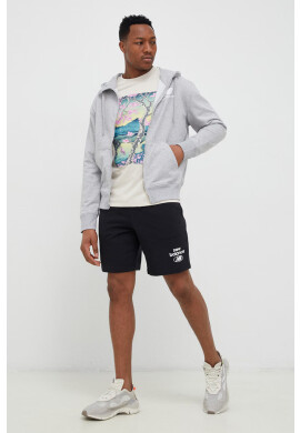 New Balance Суичър в сиво с качулка с принт - Pepit.bg