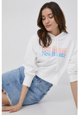 New Balance Суичър WT21509WT дамска в бяло с принт - Pepit.bg
