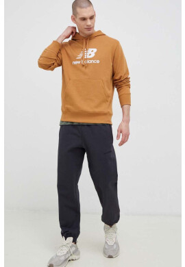 New Balance Суичър в кафяво с качулка с десен - Pepit.bg