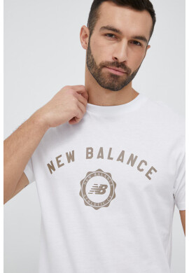 New Balance Тениска в бяло с принт - Pepit.bg
