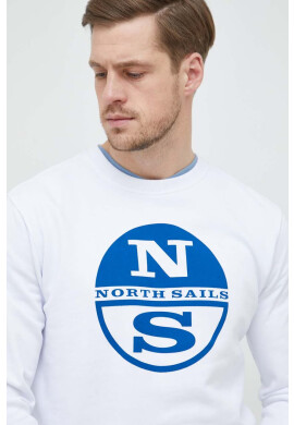 North Sails Памучен суичър в бяло с принт - Pepit.bg
