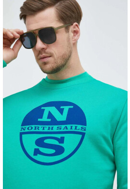 North Sails Памучен суичър в зелено с принт - Pepit.bg