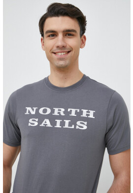 North Sails Памучна тениска в сиво с принт - Pepit.bg