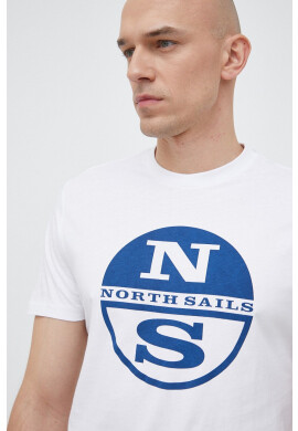 North Sails Памучна тениска в бяло с принт - Pepit.bg