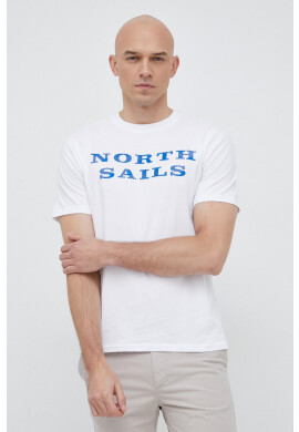 North Sails Памучна тениска в бяло с принт - Pepit.bg