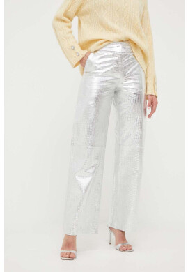 Notes du Nord Панталон в сребристо с широка каройка с висока талия - Pepit.bg