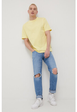 Only & Sons Памучна тениска в жълто с изчистен дизайн - Pepit.bg