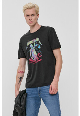 Only & Sons Памучна тениска в сиво с изчистен дизайн - Pepit.bg