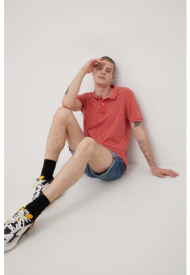 Only & Sons Памучна тениска с яка в червено с изчистен дизайн - Pepit.bg
