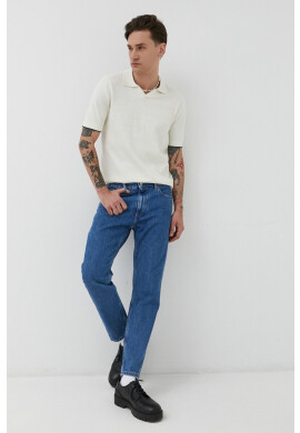 Only & Sons Тениска с яка в бежово с изчистен дизайн - Pepit.bg
