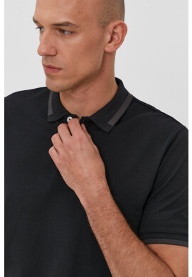 Only & Sons Тениска с яка мъжка в черно с изчистен дизайн - Pepit.bg