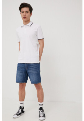 Only & Sons Тениска с яка в бяло с изчистен дизайн - Pepit.bg