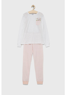 OVS Детска памучна пижама в розово с принт - Pepit.bg