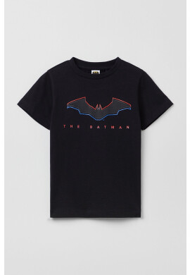 OVS Детска памучна тениска в черно с принт - Pepit.bg