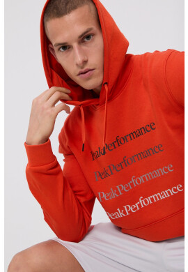 Peak Performance Суичър мъжки в оранжево с изчистен дизайн - Pepit.bg