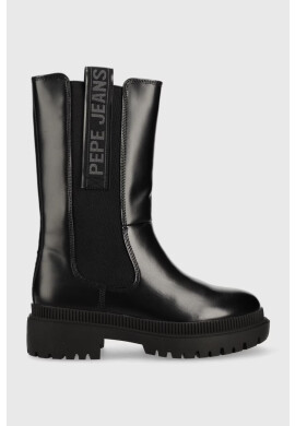 Pepe Jeans Боти челси Bettle Wild в черно с равна подметка - Pepit.bg