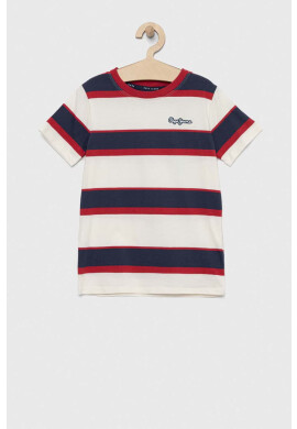 Pepe Jeans Детска памучна тениска в бяло с десен - Pepit.bg