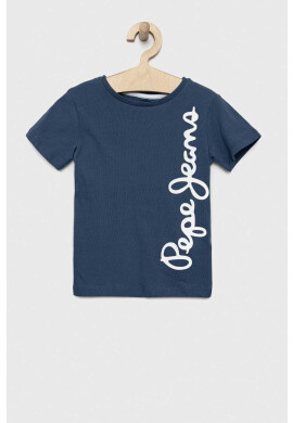 Pepe Jeans Детска памучна тениска в синьо с принт - Pepit.bg