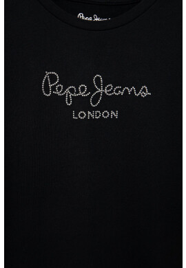 Pepe Jeans Детска памучна тениска в черно - Pepit.bg