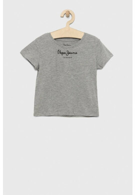 Pepe Jeans Детска памучна тениска В сиво - Pepit.bg