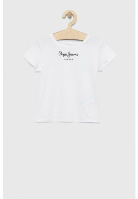 Pepe Jeans Детска памучна тениска В бяло - Pepit.bg