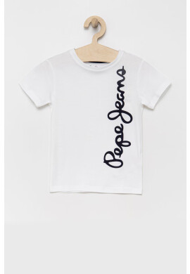 Pepe Jeans Детска памучна тениска в бяло - Pepit.bg