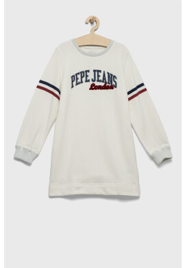 Pepe Jeans Детска рокля в бяло среднодълъг модел със стандартна кройка - Pepit.bg