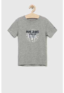 Pepe Jeans Детска тениска Non в сиво с принт - Pepit.bg