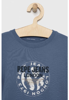 Pepe Jeans Детска тениска Non в синьо с принт - Pepit.bg