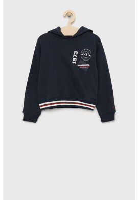 Pepe Jeans Детски суичър в тъмносиньо с качулка с апликация - Pepit.bg