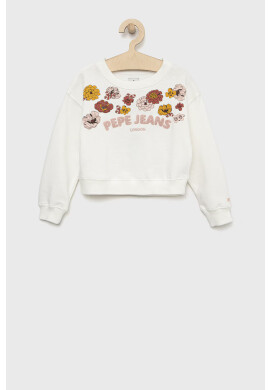 Pepe Jeans Детски суичър Eleanor в бежово с принт - Pepit.bg