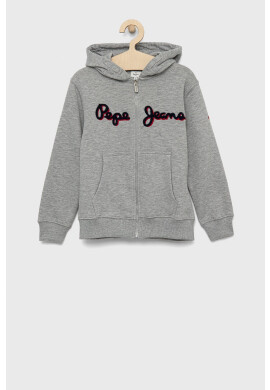 Pepe Jeans Детски суичър Lamonty в сив меланж с качулка - Pepit.bg