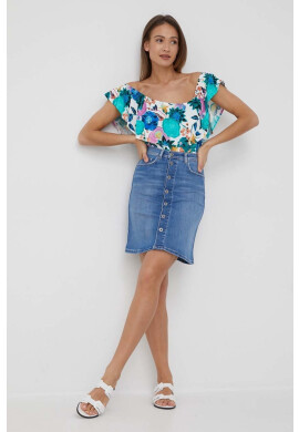 Pepe Jeans Дънкова пола Marble Skirt среднодълъг модел със стандартна кройка - Pepit.bg