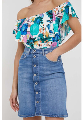 Pepe Jeans Дънкова пола Marble Skirt среднодълъг модел със стандартна кройка - Pepit.bg