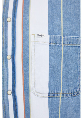 Pepe Jeans Дънкова риза мъжка в тъмносиньо със свободна кройка с класическа яка - Pepit.bg