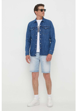 Pepe Jeans Дънкова риза Dave Logo мъжка в тъмносиньо със стандартна кройка с класическа яка - Pepit.bg