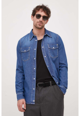 Pepe Jeans Дънкова риза Hammond мъжка в синьо със стандартна кройка с класическа яка - Pepit.bg