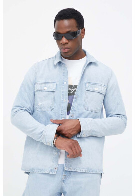 Pepe Jeans Дънкова риза Weston мъжка в синьо със стандартна кройка с класическа яка - Pepit.bg