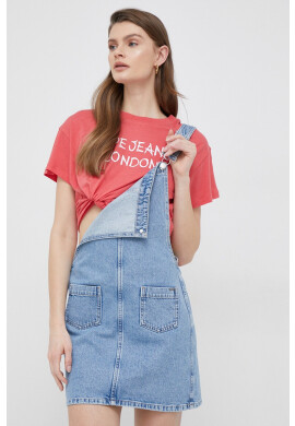 Pepe Jeans Дънкова рокля Vesta в синьо къс модел със стандартна кройка - Pepit.bg