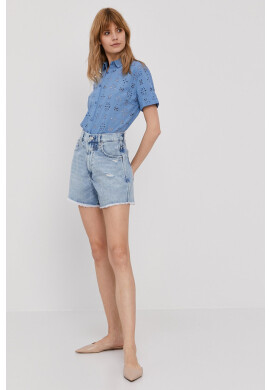 Pepe Jeans Дънкови къси панталони Rachel в синьо с десен с висока талия - Pepit.bg