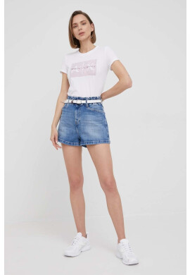 Pepe Jeans Дънкови къси панталони Reese Short с изчистен дизайн с висока талия - Pepit.bg