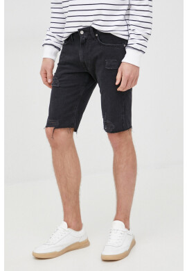 Pepe Jeans Дънкови къси панталони Stanley Short Destroy в черно - Pepit.bg
