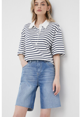 Pepe Jeans Дънкови къси панталони Violet Bermuda с изчистен дизайн с висока талия - Pepit.bg