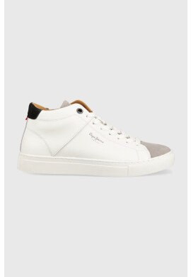 Pepe Jeans Кожени маратонки Joe Cup Half Boot в бяло - Pepit.bg