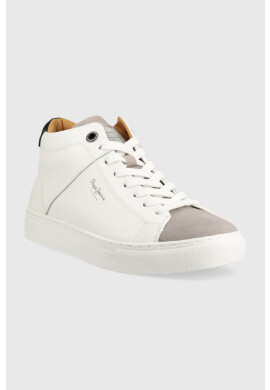 Pepe Jeans Кожени маратонки Joe Cup Half Boot в бяло - Pepit.bg
