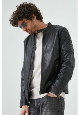 Pepe Jeans Koжено яке Cooper в черно с преходна изолация - Pepit.bg