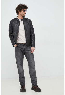 Pepe Jeans Koжено яке Cooper в черно с преходна изолация - Pepit.bg