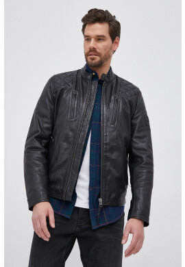 Pepe Jeans Koжено яке мъжко в черно с преходна изолация - Pepit.bg