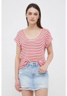 Pepe Jeans Ленена тениска Leia в червено - Pepit.bg
